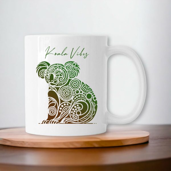 Mug koala en céramique 330 ml, mandala vert